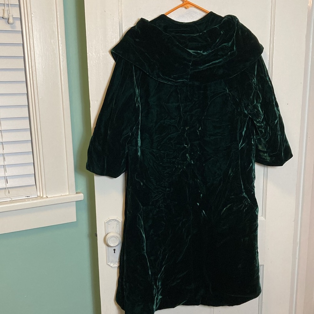 Vintage Green Velvet Swing Coat - Picture 5 of 9